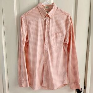 J Crew Mens Pink And White Plaid Button Down Shirt Slim Sz Small Good Used Cond